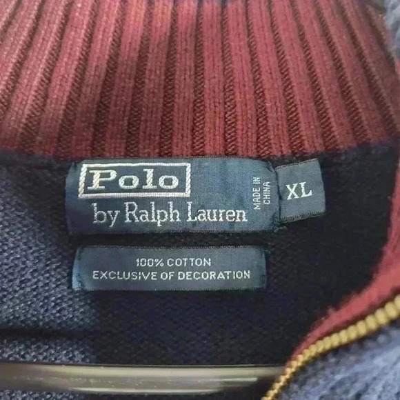Vintage Polo By Ralph Lauren Exclusive Of Decoration Mock Neck Blue 1/4 Zip XL - Picture 5 of 9